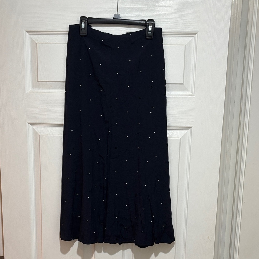Vince Camuto Black Maxi Skirt with White Dots